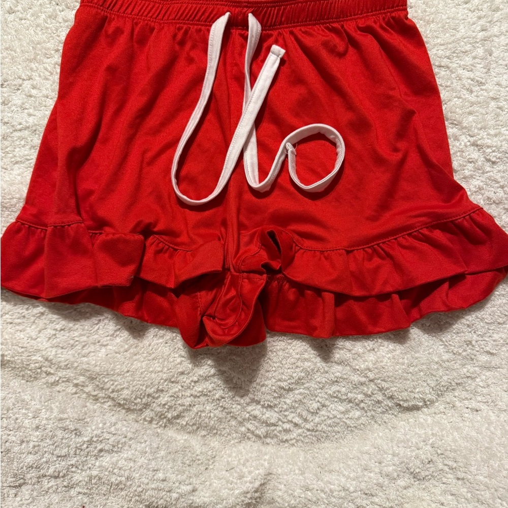 Red Ruffled Women's Shorts